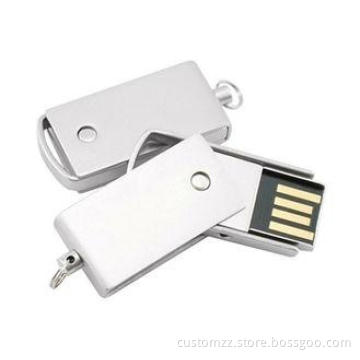 USB 2.0 Mini USB Flash Drive Silver Metal Swivel UDP for Bu